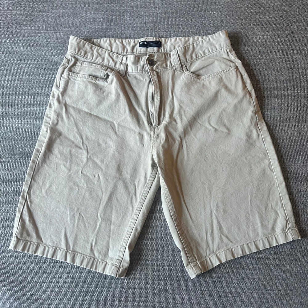 Oakley Chino Shorts Mens 34 Khaki Regular Fit Cotton Blend Twill